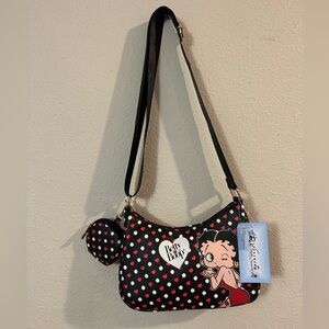 Betty Boop Heart and Polka Dot crossbody with matching coin pouch